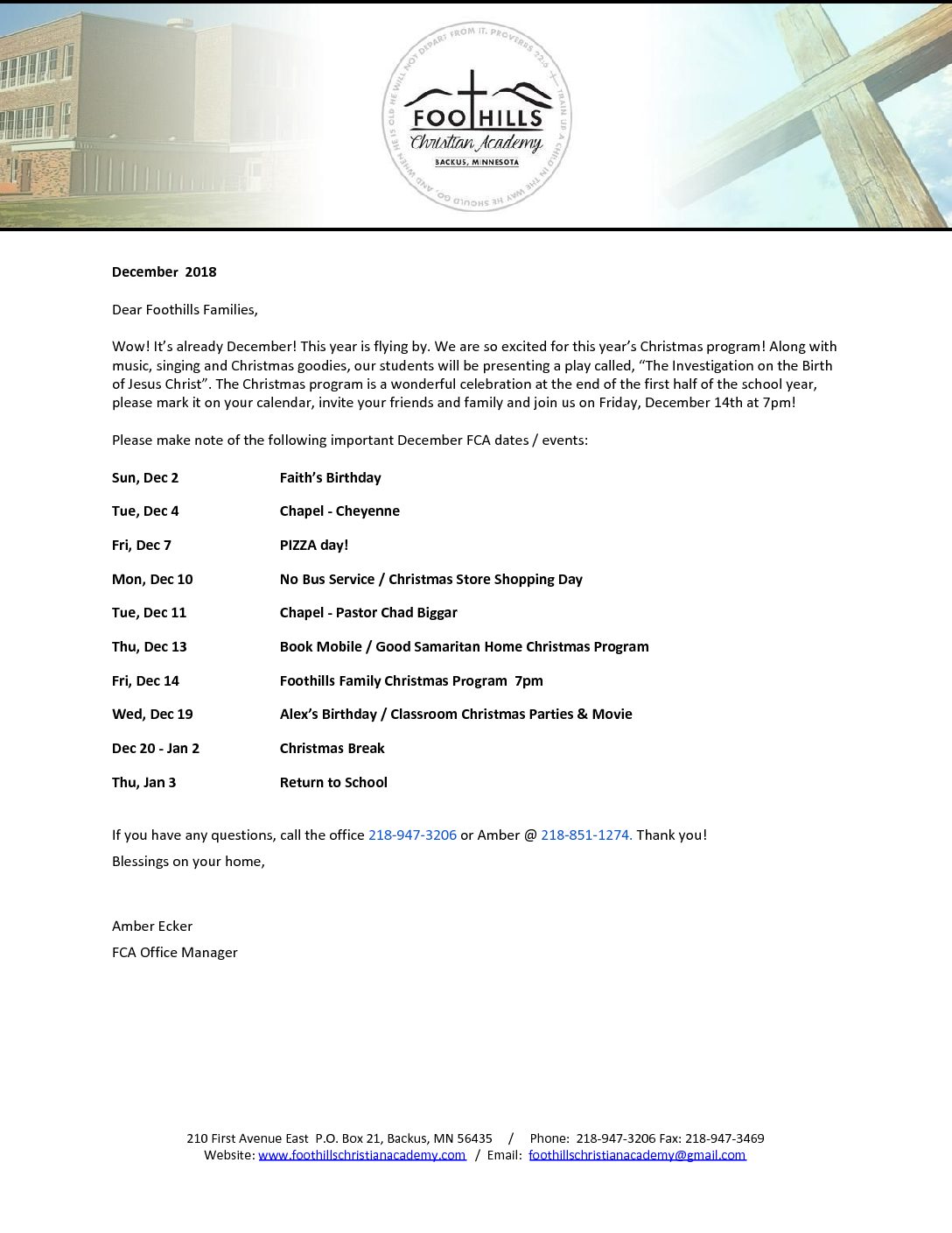 DECEMBER Newsletter